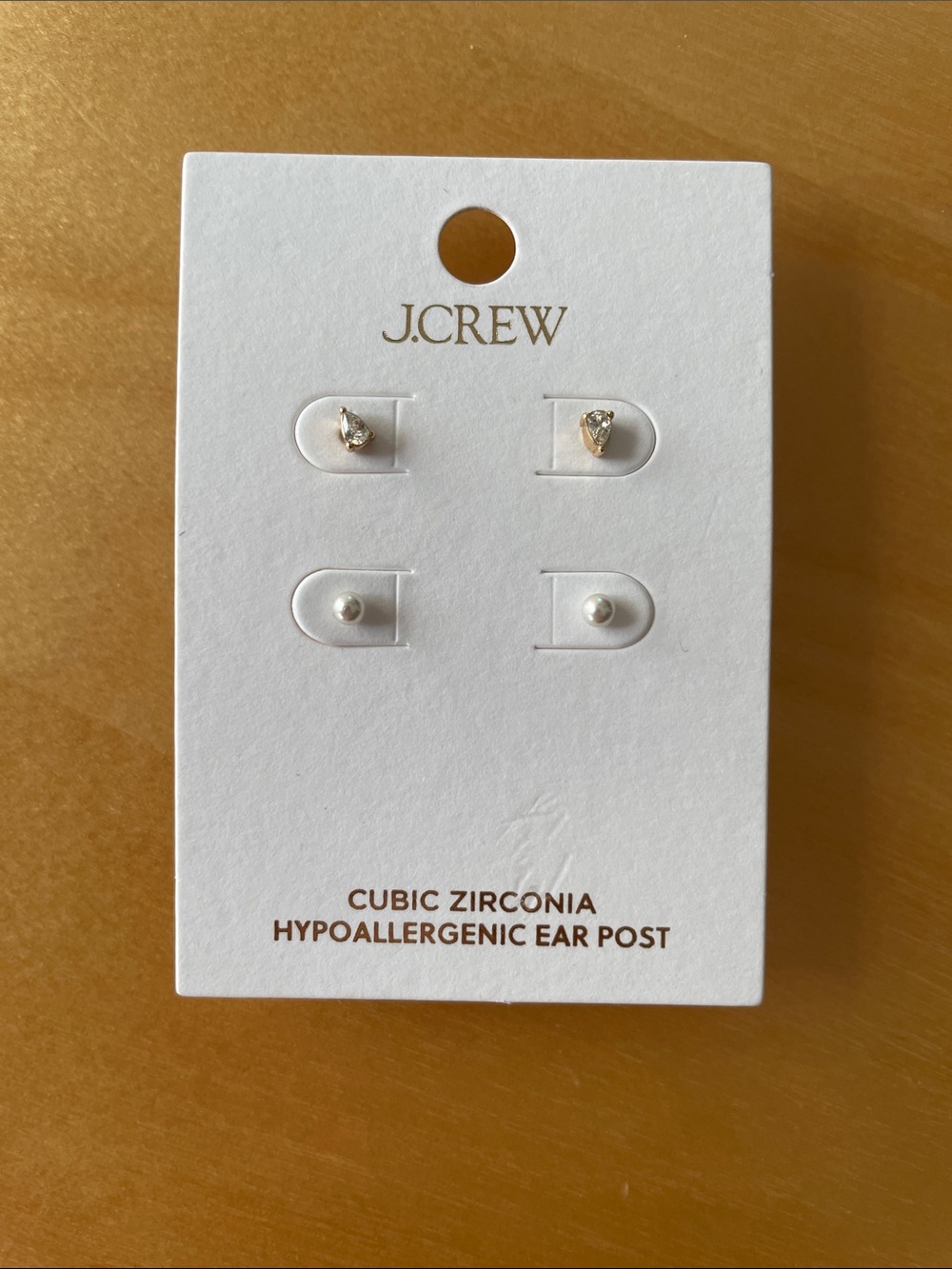 NWT J Crew Silver Cubic Zirconia and Pearl Stud Duo Earring Set $54 Giftable